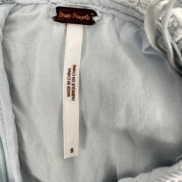 Free People Lace Dress Size 8 Just Like Honey Ice Blue Asymmetric Coquette Fairy - Picture 10 of 16